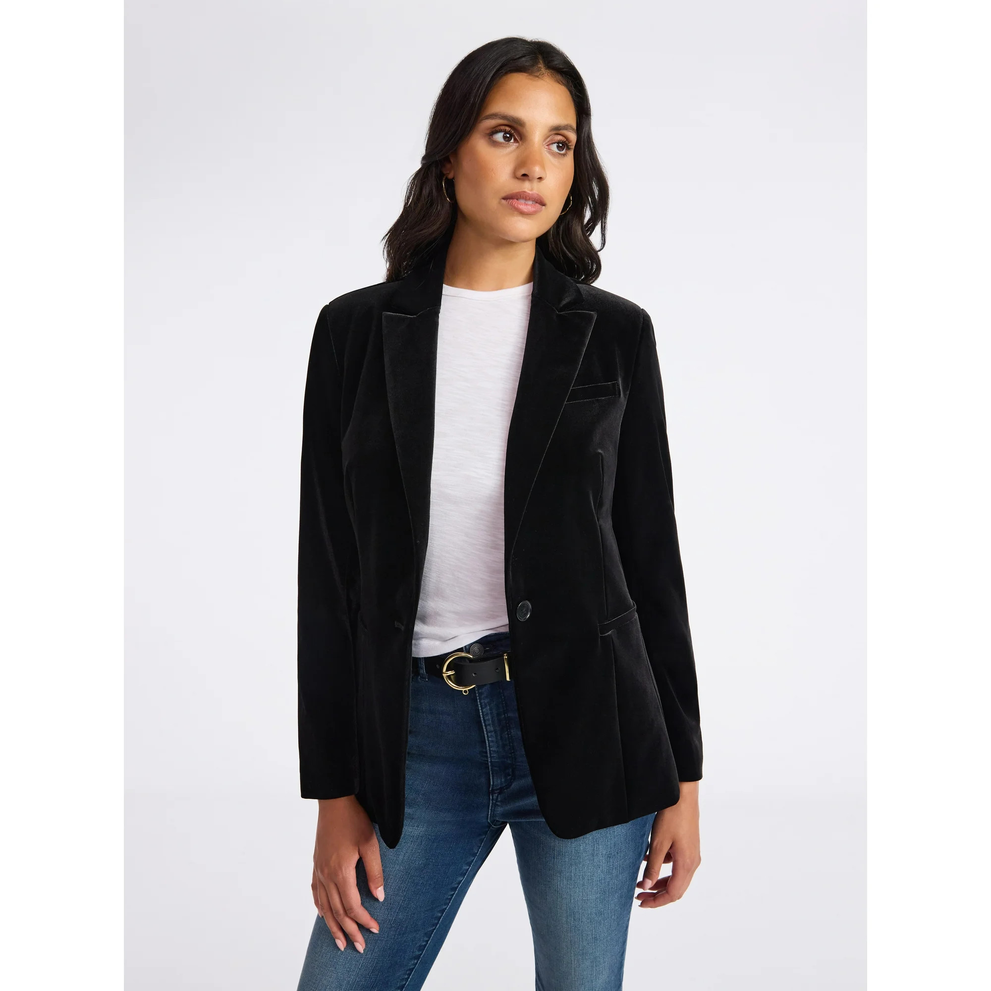 Sofia by Sofia Vergara Women's and Women's Plus Size Single Breasted Velvet Blazer, Sizes XS-4X | Walmart (US)