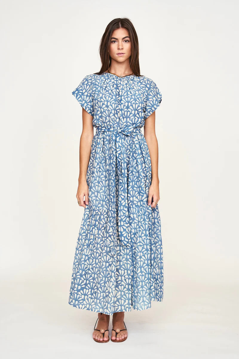 Vienna Maxi Dress in Trellis in Indigo | MIRTH