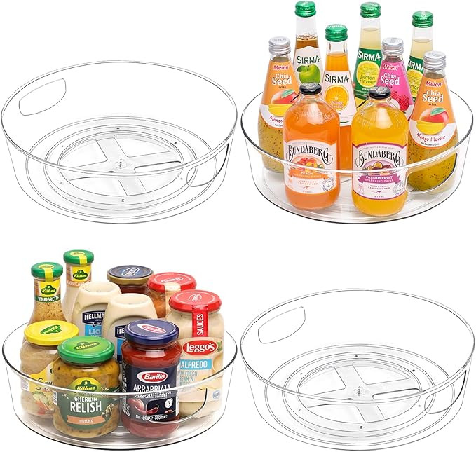 GUZON 4 Pack Lazy Susan Organizer with Handles, 12 Inch Large Lazy Susan Turntable for Cabinet, C... | Amazon (US)