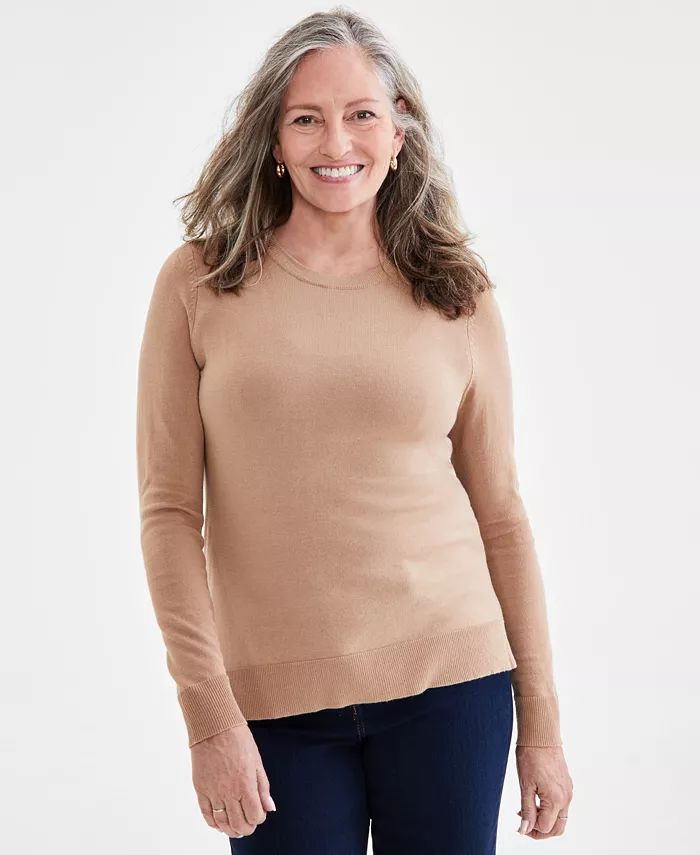 Style & Co Women's Long Sleeve Crewneck Sweater, Created for Macy's - Macy's | Macy's