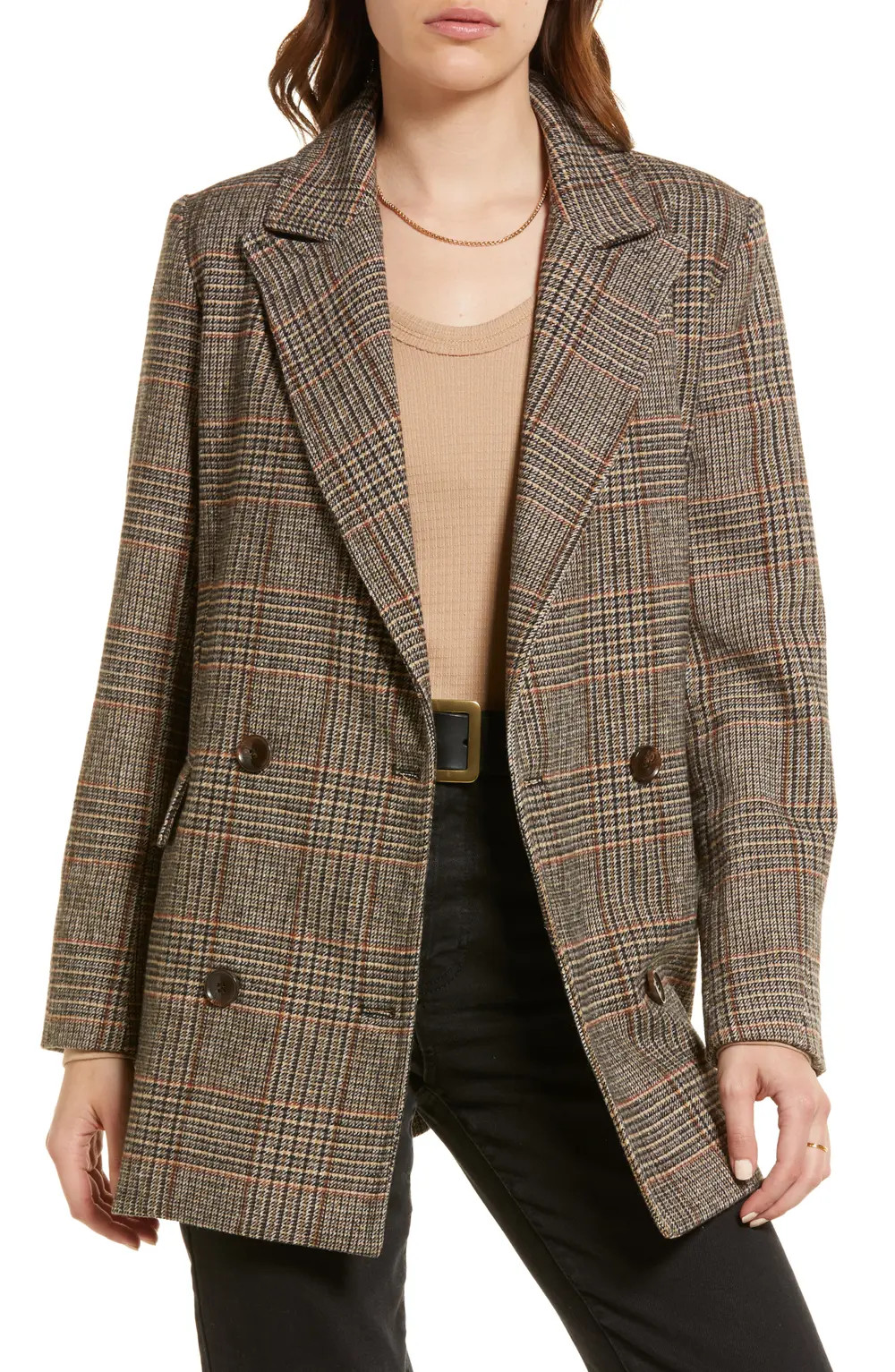 Treasure & Bond Double Breasted Blazer, Size Xx-Small in Brown Plaid at Nordstrom | Nordstrom Canada