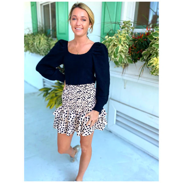 Heart Print Smocked Waist Tiered Sally Skirt | James Ascher