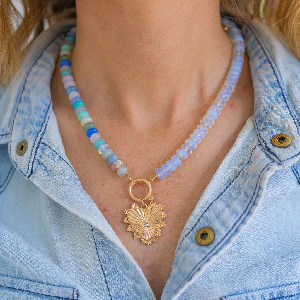 Joy Gemstone and Lucky Heart  Necklace | Erin McDermott Jewelry