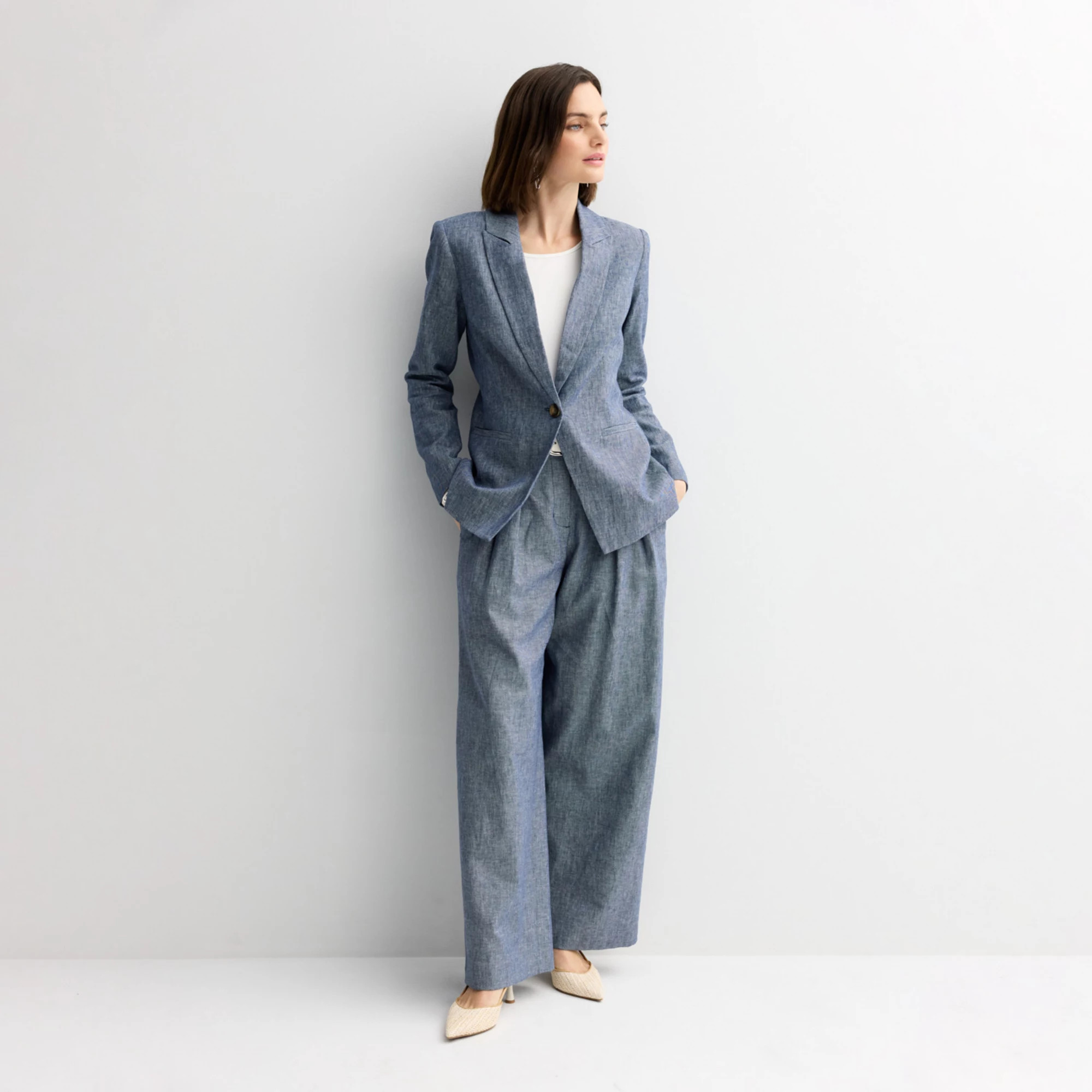 Women's Nine West Peak Lapel Blazer & Pleated Pants Matching Set | Kohl's