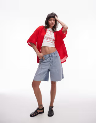 Topshop denim Loose fit jort in bleach | ASOS | ASOS (Global)