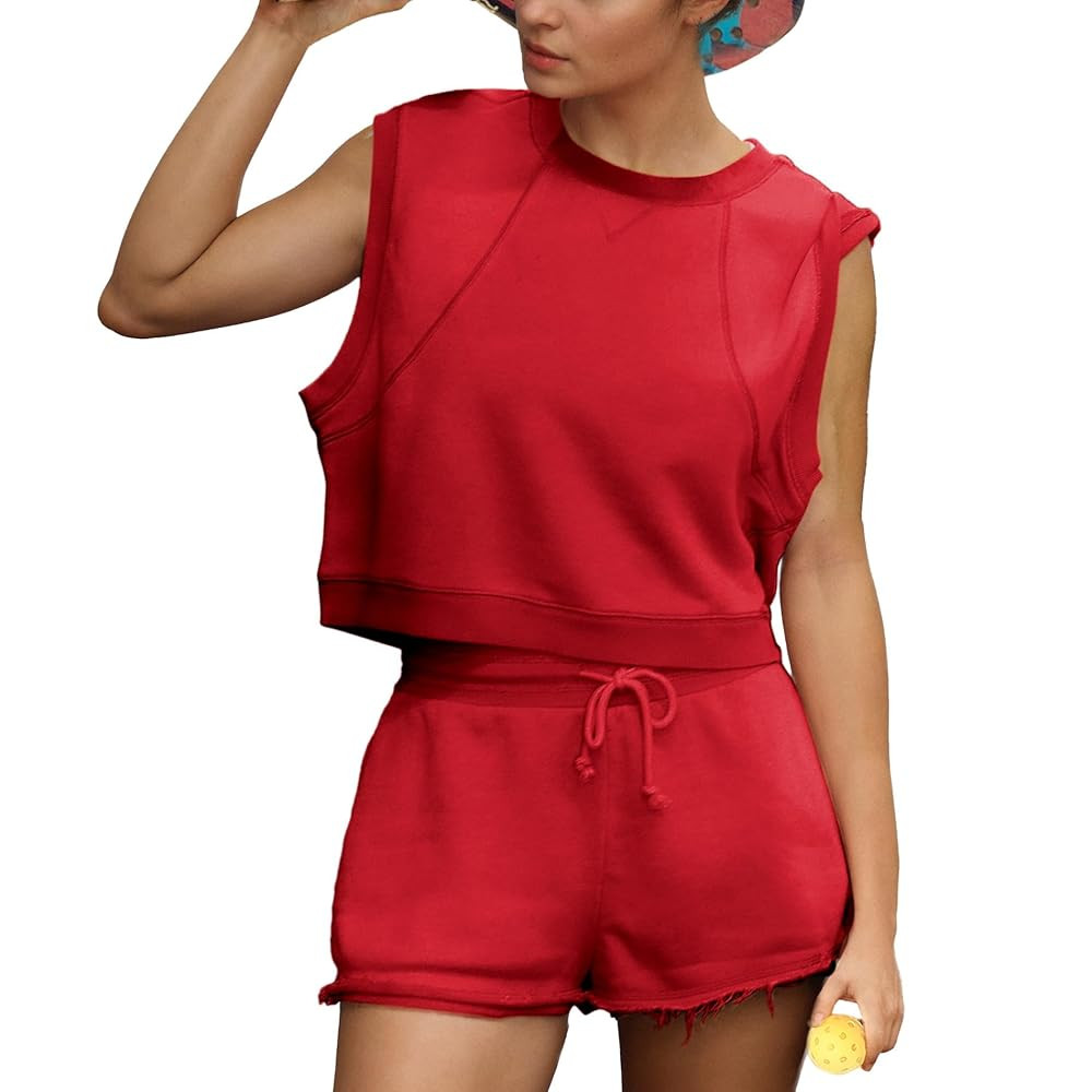 Songling Two Piece Sets for Women Summer Short Workout Tank Tops and Shorts Matching Set Outfits ... | Amazon (US)