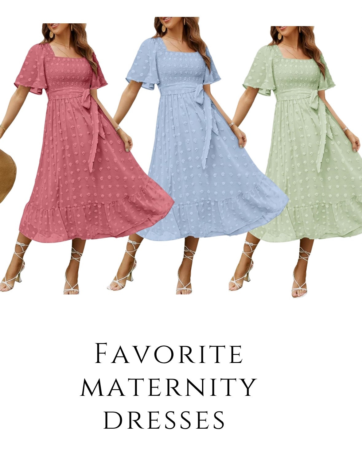 This dress is technically not a maternity dress, but it’s perfect! It had a stretchy waist and bust area to accommodate your growing size! It has pretty flutter  sleeves and comes in just about every color! I have it in green.

#LTKBump #LTKSaleAlert #LTKSeasonal