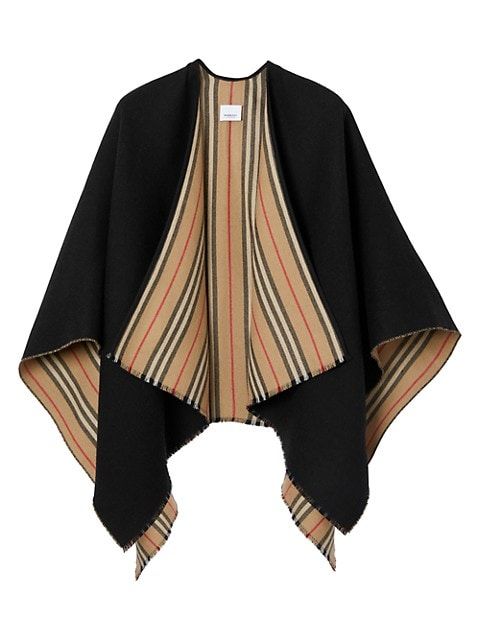 Icon Stripe To Solid Wool Cape | Saks Fifth Avenue