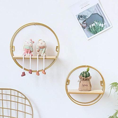 Amazon.com: Hacoly Wall Mounted Round Gold Floating Shelves Storage Shelves for Wall Bedroom Living  | Amazon (US)