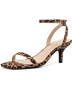 GENSHUO Women's Kitten Low Heels Square Open Toe Ankle Strap Sandals Sexy Strappy 2 Inch High Hee... | Amazon (US)