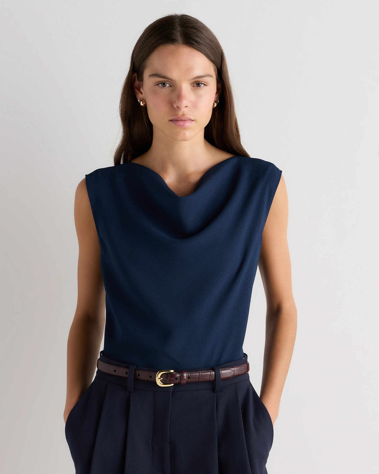 Draped Matte Cowl Neck Tank | Quince
