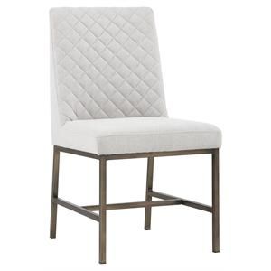 Sunpan Leighland 19" Fabric and Stainless Steel Dining Chair in Light Gray | Homesquare