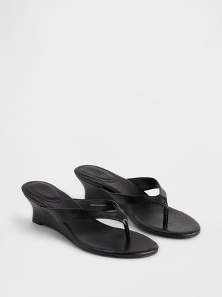 Vegan Leather Wedge Thong Sandals | Gap (US)