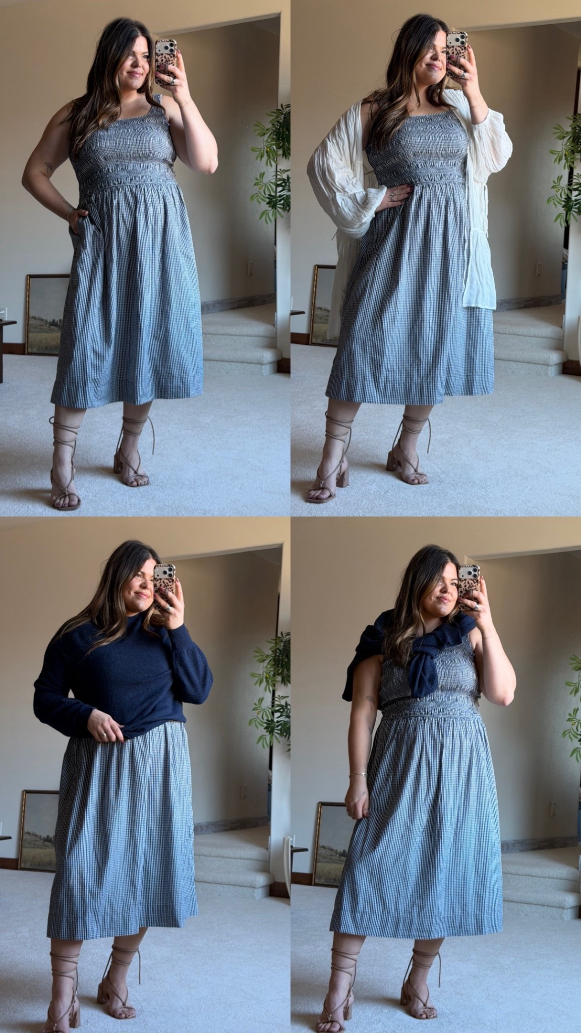 Spring gingham dress styled multiples ways! 

Cute casual spring, office or teacher outfits  midsize size 14 postpartum, Easter, baby shower, bridal shower

#ltkmomlife #ltkmidsize #ltkfindsunder50
