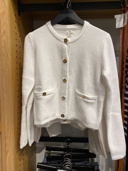 Lady jacket looks really nice in white. Good cotton knit. Spring outfit. Cardigan. Spring sweater  

#LTKworkwear #LTKover40 #LTKsalealert