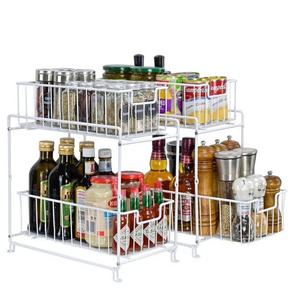 Stackable 2-Tier Under Sink Cabinet Organizer Sliding Drawer for Pantry, Kitchen, Pack of 2 | Wayfair North America