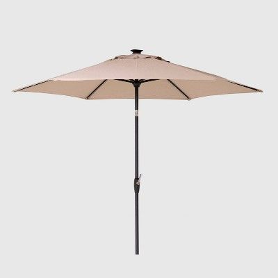 9' Round Solar Patio Umbrella DuraSeason Fabric™ - Black Pole - Threshold™ | Target