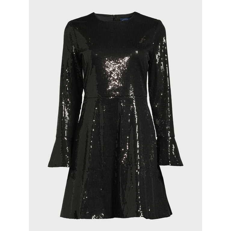 Scoop Women’s Sequin Dress with Slit Sleeves, Sizes XS-XXL | Walmart (US)