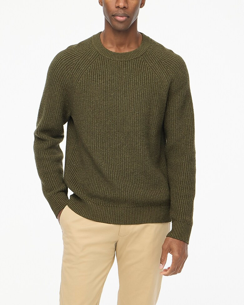 Raglan shaker-stitch crewneck sweater | J.Crew Factory
