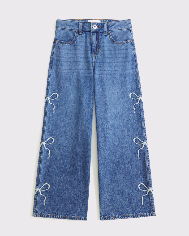 girls high rise ultra wide leg jeans | girls bottoms | Abercrombie.com | Abercrombie & Fitch (US)