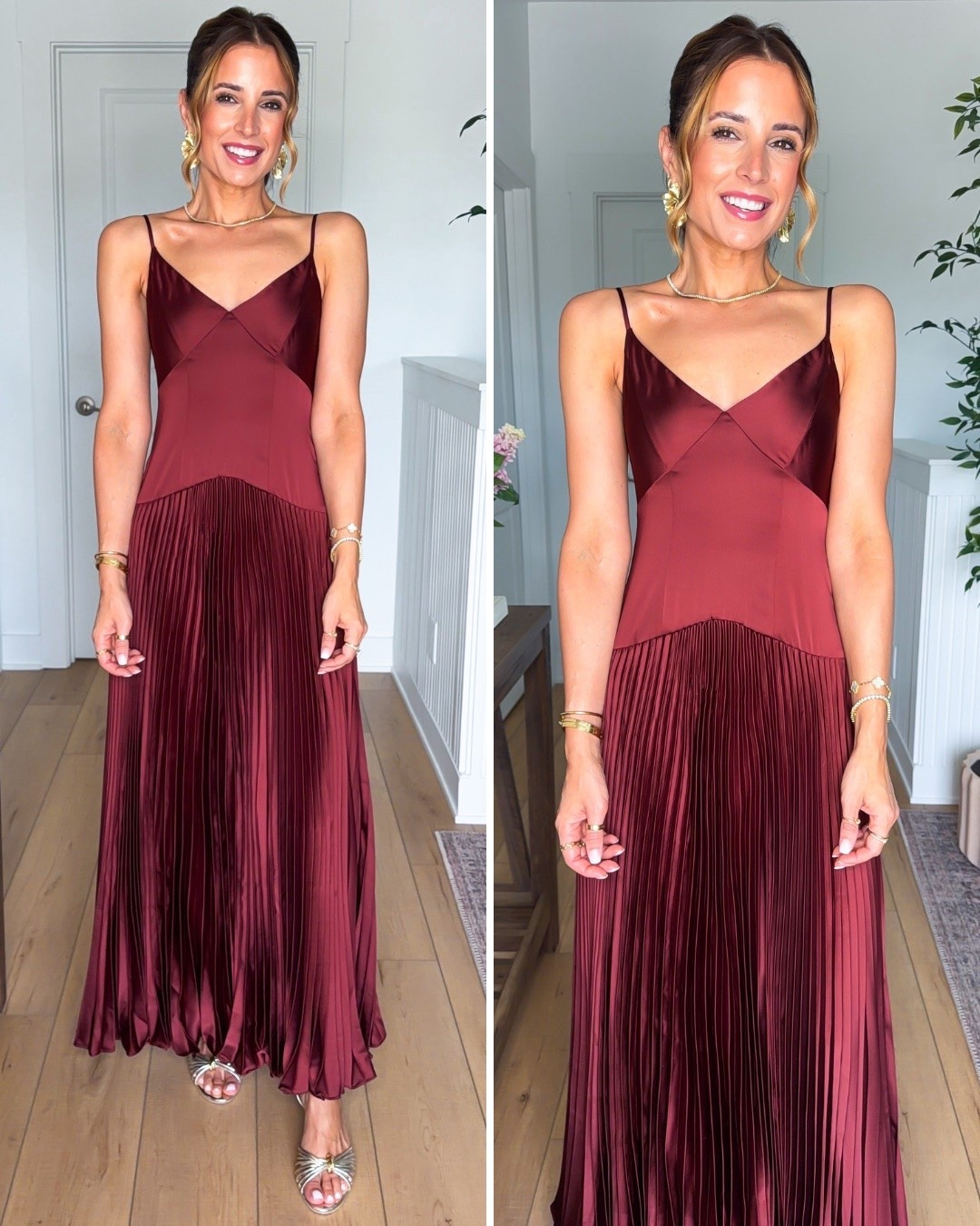 Such a gorgeous late summer + fall or winter wedding guest dress! Code LISA123 on first time purchases. Fall wedding guest dress. Summer wedding guest dress. Winter wedding guest dress. Pleated maxi dress in XS with adjustable straps. Cocktail dress. Black-tie optional dress. Party dress.

#LTKWedding #LTKTravel #LTKootd
