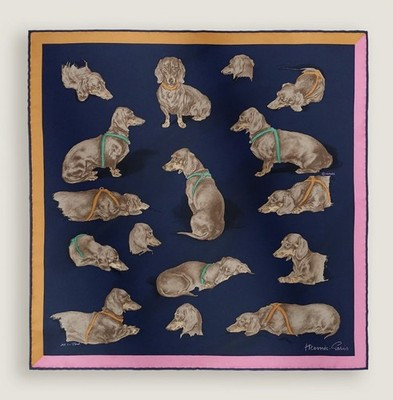 Hermès Les Bassets Carre 45 Scarf, Designed by Xavier de Poret | eBay US