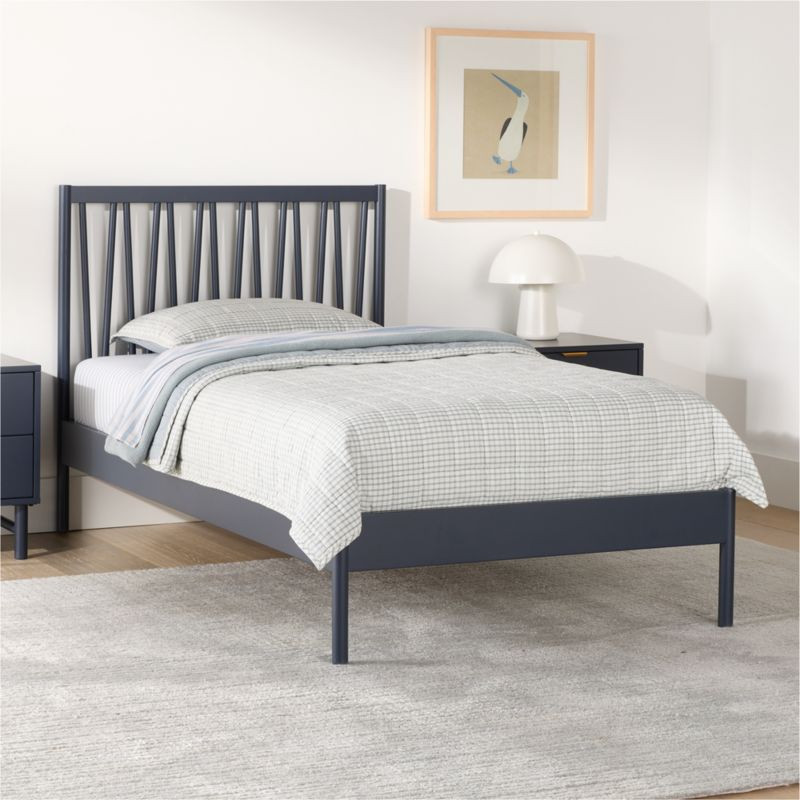 Classic Navy Blue Wood Kids Twin Bed | Crate & Barrel
