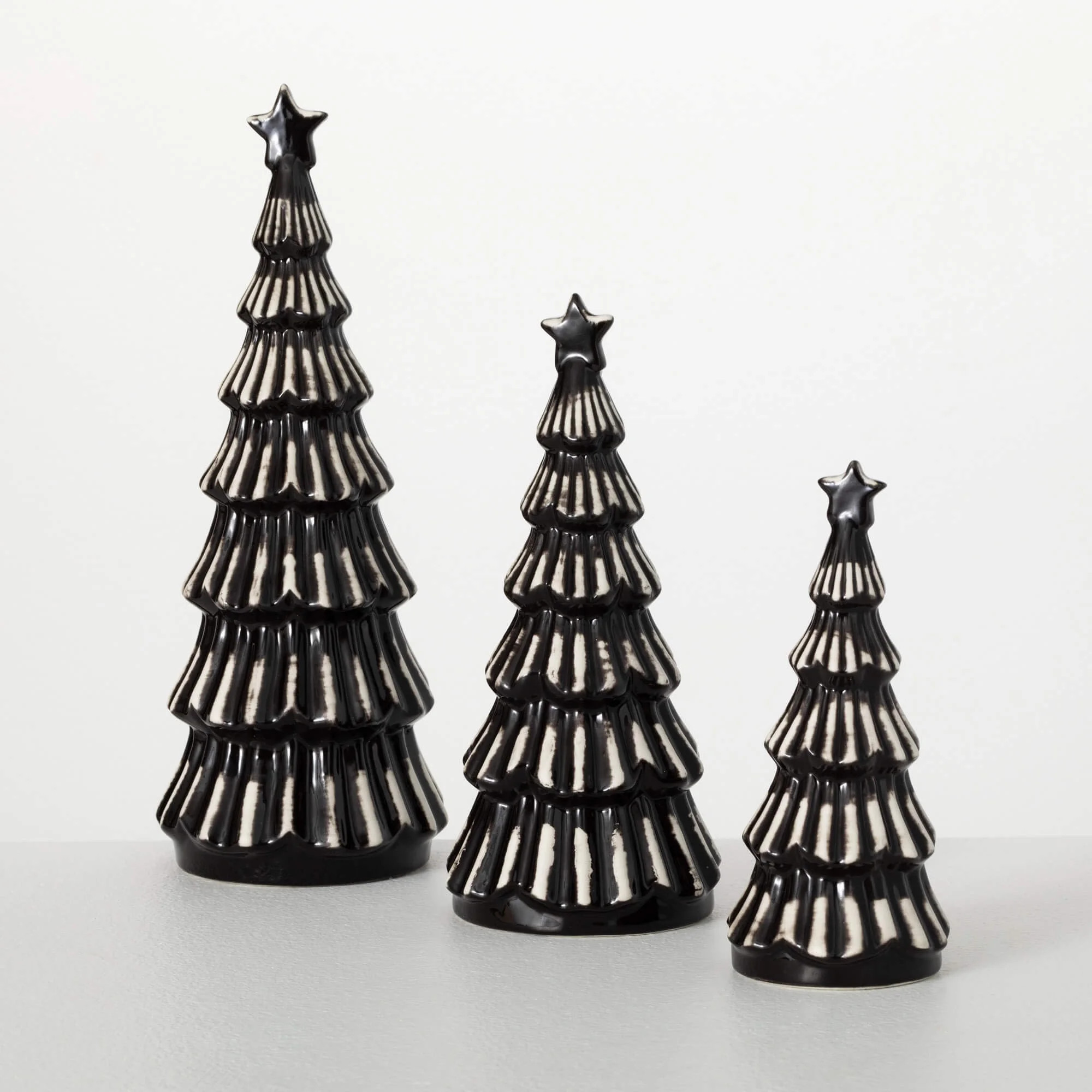 8"H, 10.25"H & 13.25"H Sullivans Christmas Modern Black Christmas Trees Set of 3 | Walmart (US)