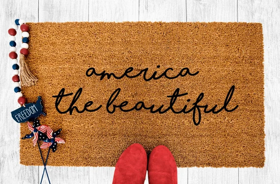 America The Beautiful Doormat, Patriotic Doormat, Summer Doormat, USA Doormat, 4th of July Doorma... | Etsy (US)