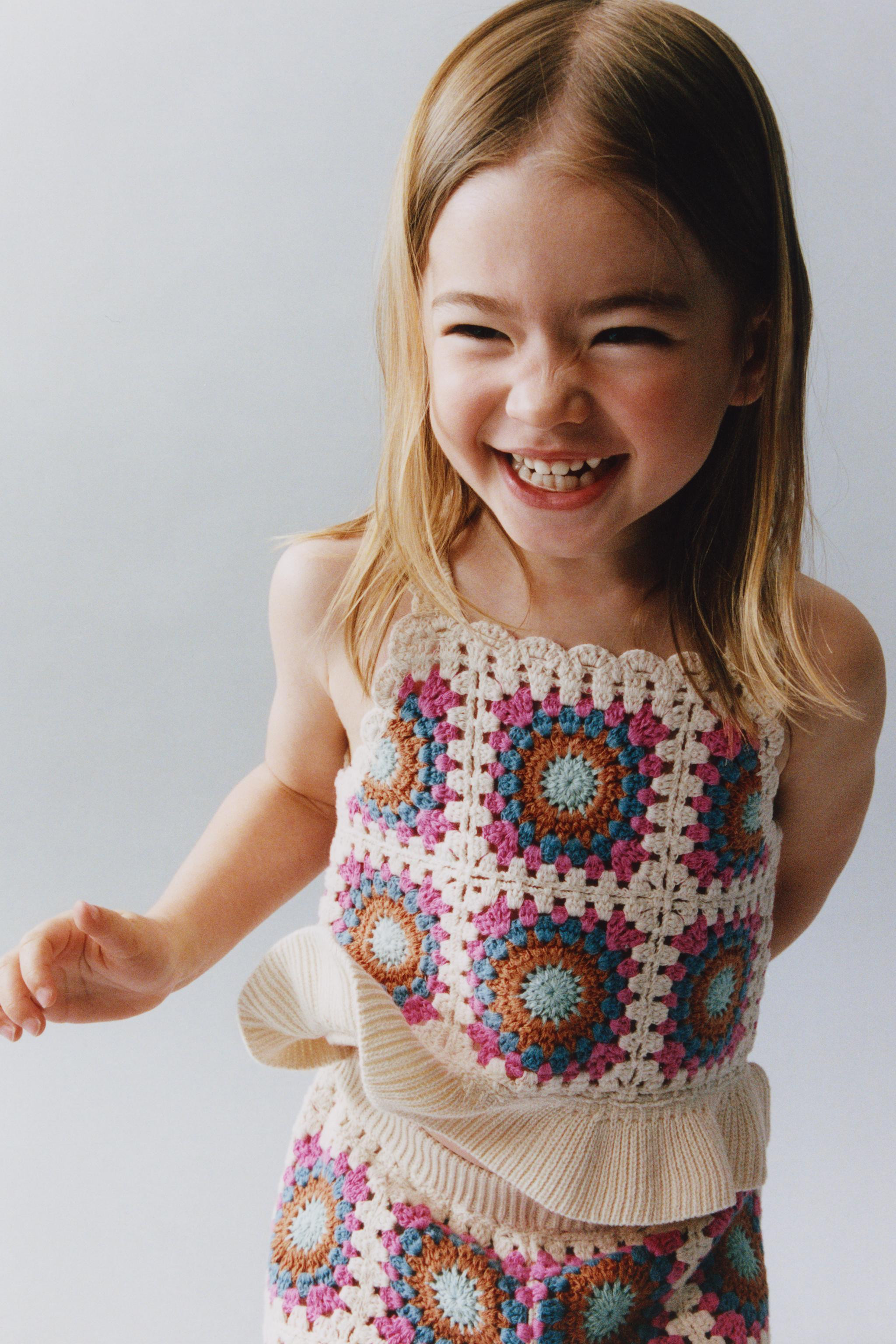 RUFFLED CROCHET KNIT TOP | Zara US