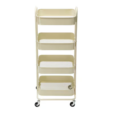 Flynama White Metal Base with Steel Metal Top Rolling Kitchen Cart (14-in x 18-in x 43-in) | Lowe's