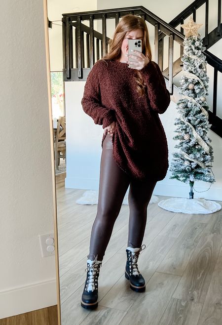 Winter outfit from amazon. Faux leather leggings and oversized sweater. Amazon outfit. 

#LTKstyletip #LTKSeasonal #LTKunder50