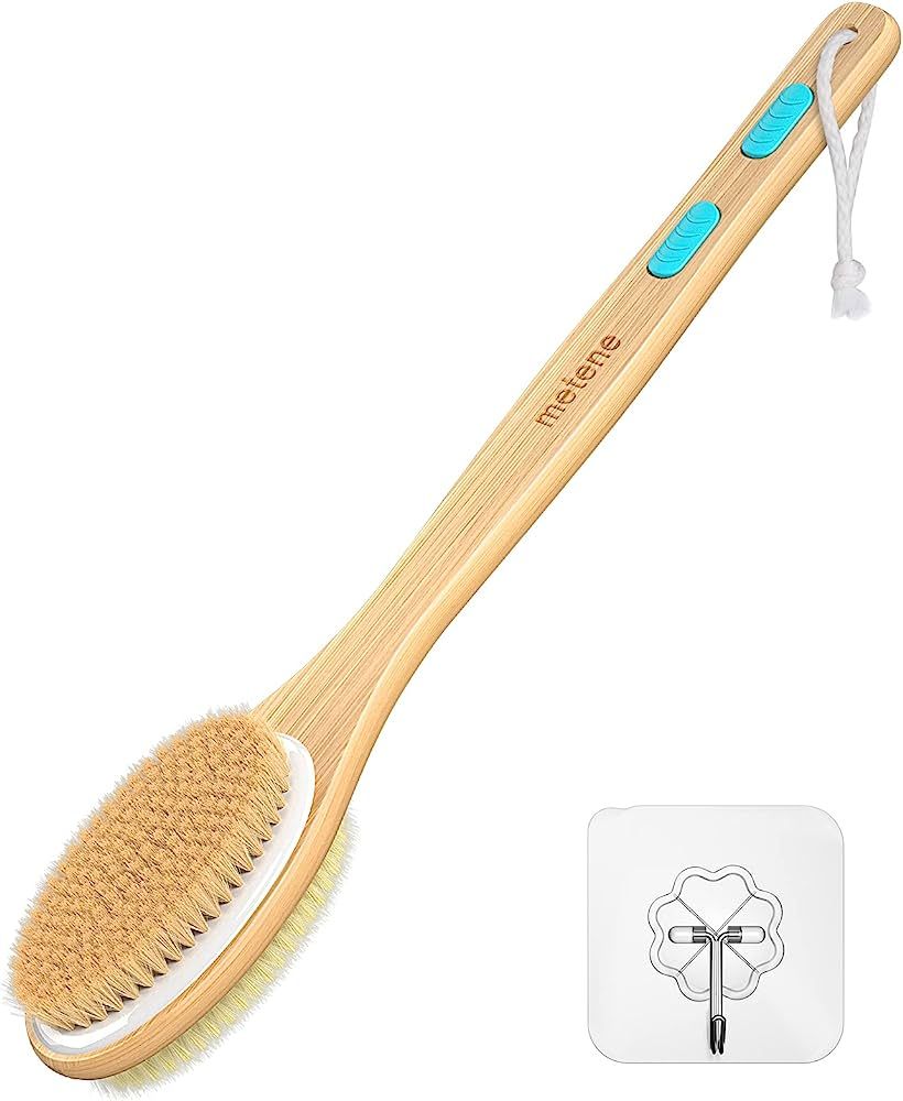 Metene Shower Brush with Soft and Stiff Bristles, Bath Dual-Sided Long Handle Back Scrubber Body ... | Amazon (US)