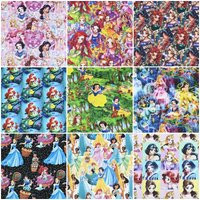 Width 1.1 Meter Disney Princess Cotton Fabric Print Ariel Anna Elsa Alice Princess Fabrics For Sewing Patchwork Clothes Material | AliExpress (US)