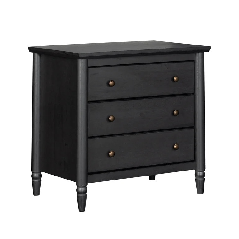 My Texas House Monroe 3 Drawer Nightstand with USB, Raven Black Oak Finish | Walmart (US)