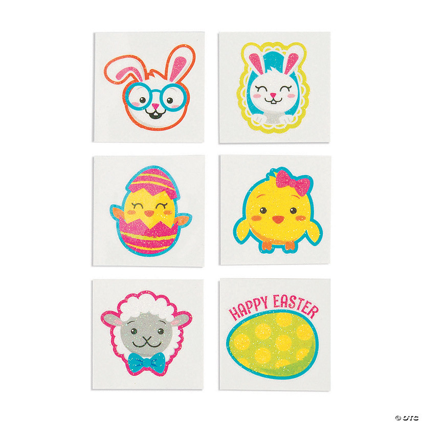 Bulk 72 Pc. Easter Glitter Temporary Tattoos | Oriental Trading Company