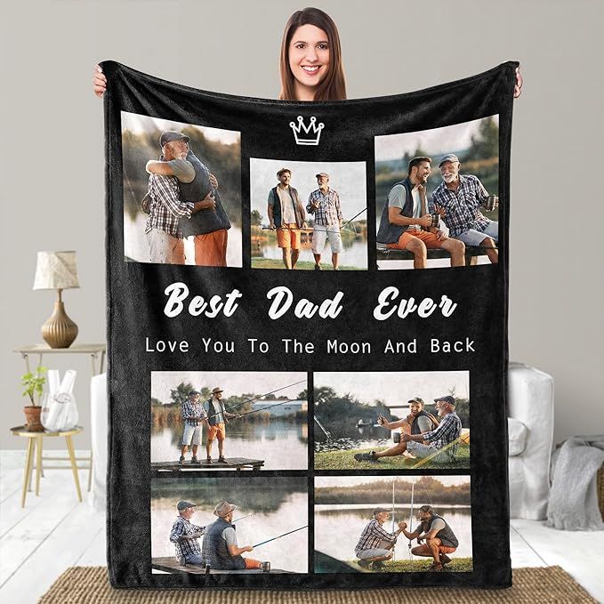 UFOORO Father's Day Custom Blanket Gifts for Dad-Dad Gifts from Daughter/Son,Birthday Gifts for D... | Amazon (US)