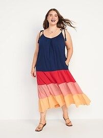 Sleeveless Tasseled Color-Block All-Day Maxi Swing Dress for Women | Old Navy (US)