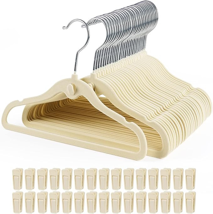 HOUISM – Lot de 30 cintres en velours pour bébés avec 20 pinces, design en cascade, ultra fin... | Amazon (FR)
