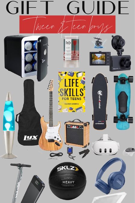 Tween & teen boys, gift guide! 💙🎁🎄Grab these gadgets and cool finds for your young men! Virtual reality headset meta-quest t3, beginner guitar set, retro mini refrigerator, electric skateboard, electric scooter, headphones, dash cam

#LTKsalealert #LTKHoliday #LTKGiftGuide