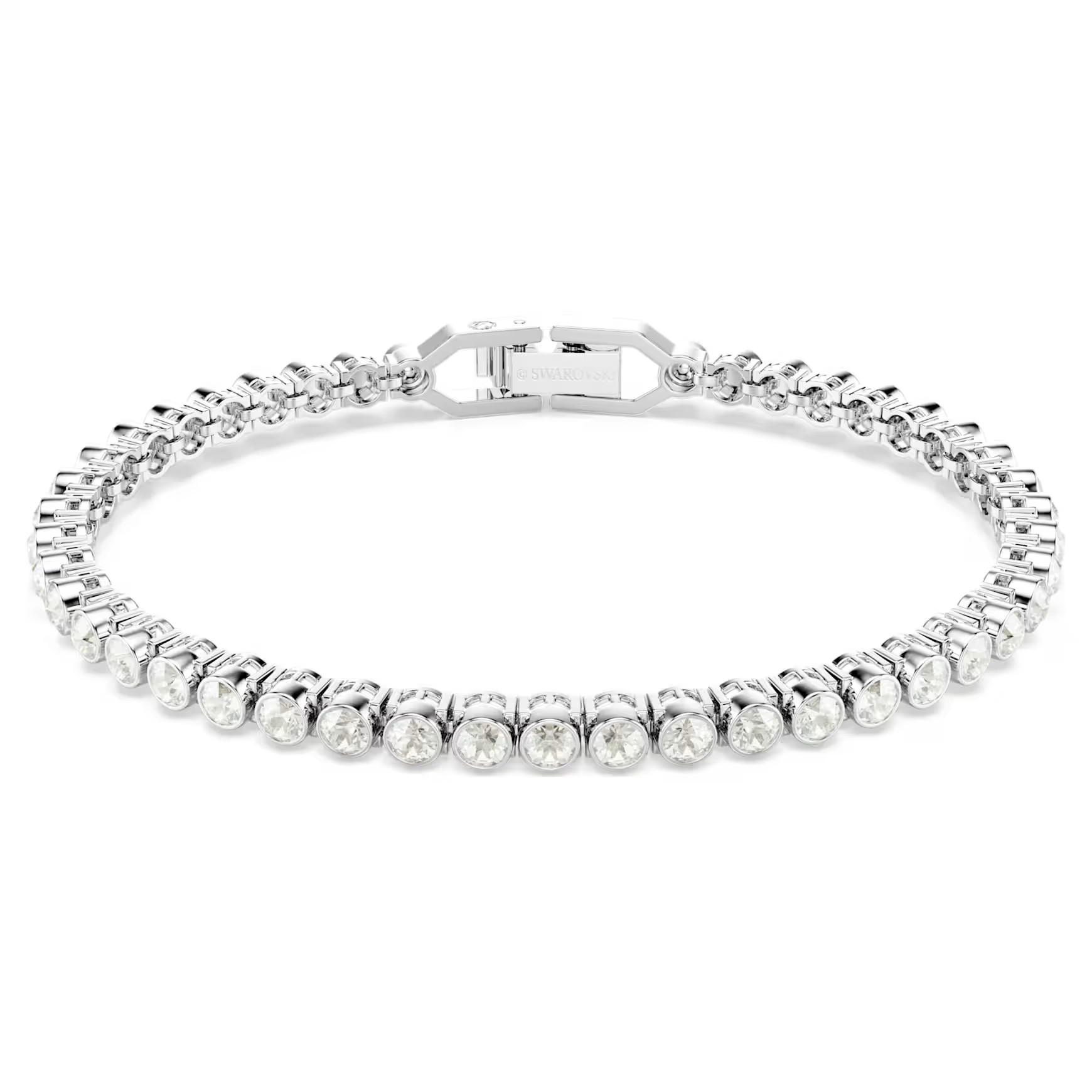 Imber Emily Tennis bracelet, Round cut, White, Rhodium plated by SWAROVSKI | SWAROVSKI