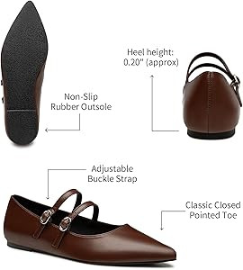 Trary Flats for Women Closed Pointed Toe Mary Jane Shoes Women Comfortable Slip on Ballet Flats D... | Amazon (US)