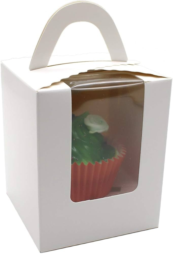 25 Pcs White Paper Cupcakes Boxes,Portable Single Individual Cupcake Gift Boxes with Window Inser... | Amazon (US)