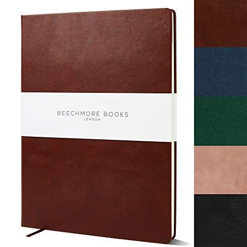 BEECHMORE BOOKS Ruled Notebook - British A4 Journal XL 8.5" x 11.5" Hardcover Vegan Leather, Thic... | Amazon (US)