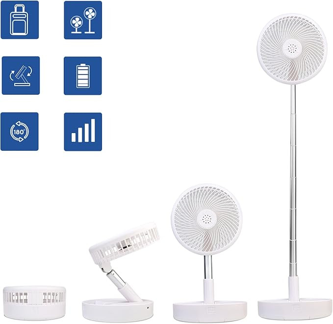 Primevolve 7.7 inch Battery Operated Fan, Portable Rechargeable USB Floor Fan with Adjustable Hei... | Amazon (US)