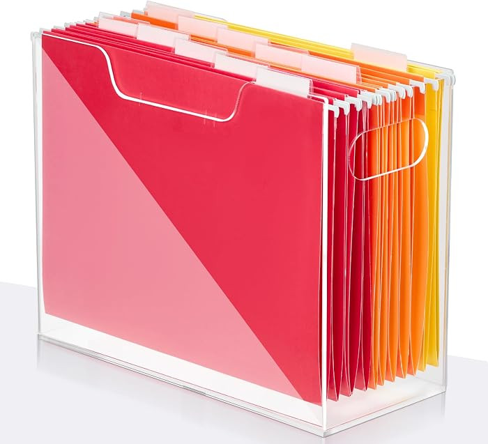 Jumyee Clear Acrylic File Folder Organizer with Handle | Amazon (US)