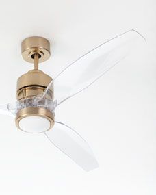 Sonnet Satin Brass Ceiling Fan with Acrylic Blades | Horchow