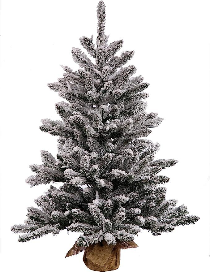 Vickerman Flocked Anoka Pine Artificial Christmas Tree with 92 PVC tips & 35 Dura-lit Mini Lights... | Amazon (US)