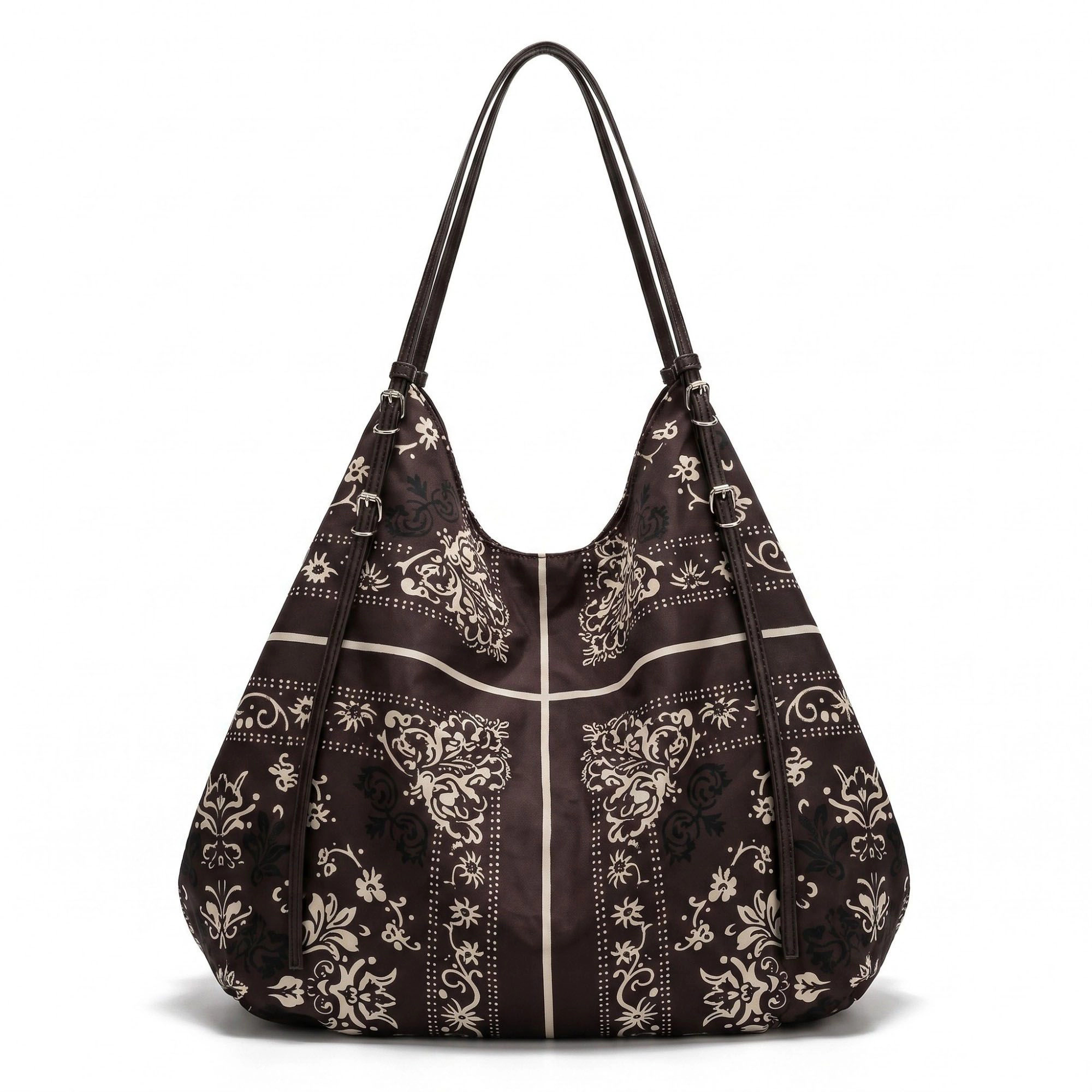 Alilang Women's Oversized Bandana Print Hobo Shoulder Bag with Double Handles - Coffee | JCPenney