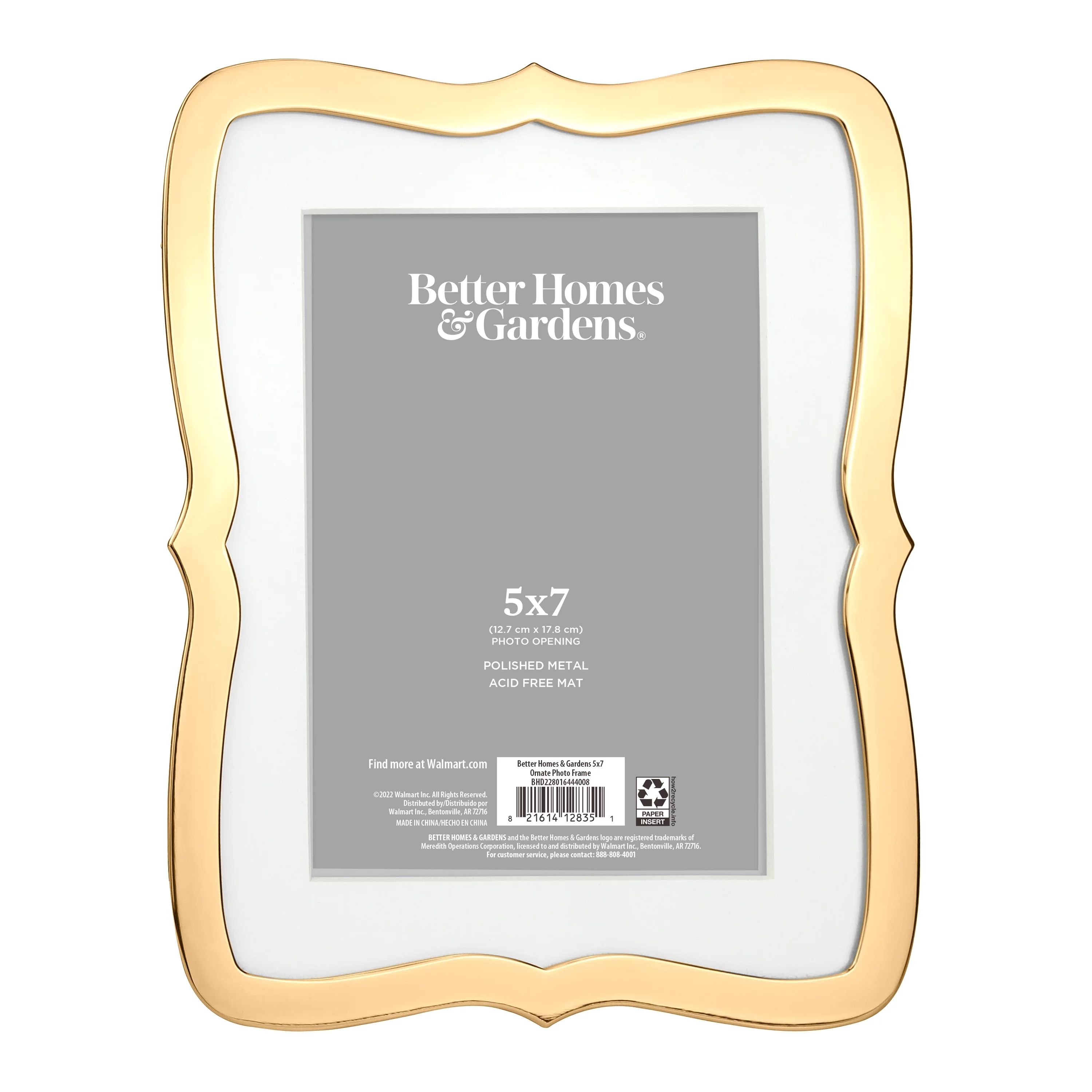 Better Homes & Gardens 5x7 Ornate Tabletop Picture Frame, Gold | Walmart (US)